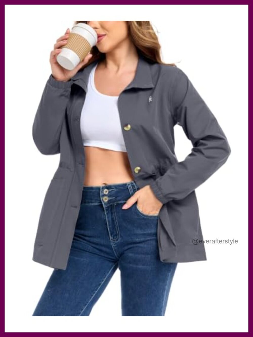 Lightweight Button Down Casual Jacket Stretch Travel